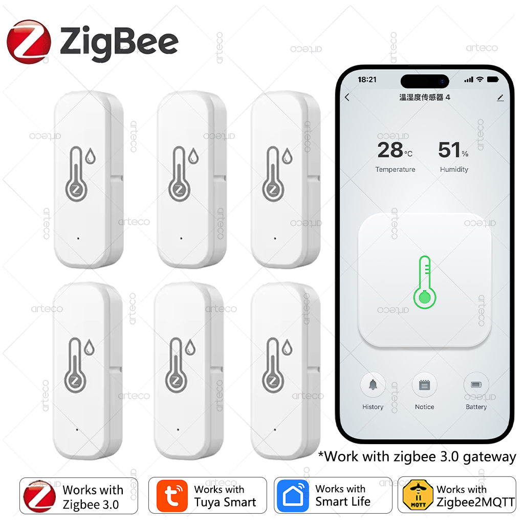 Smart Home Zigbee Gateway - Sensor de temperatura y humedad ZigBee,