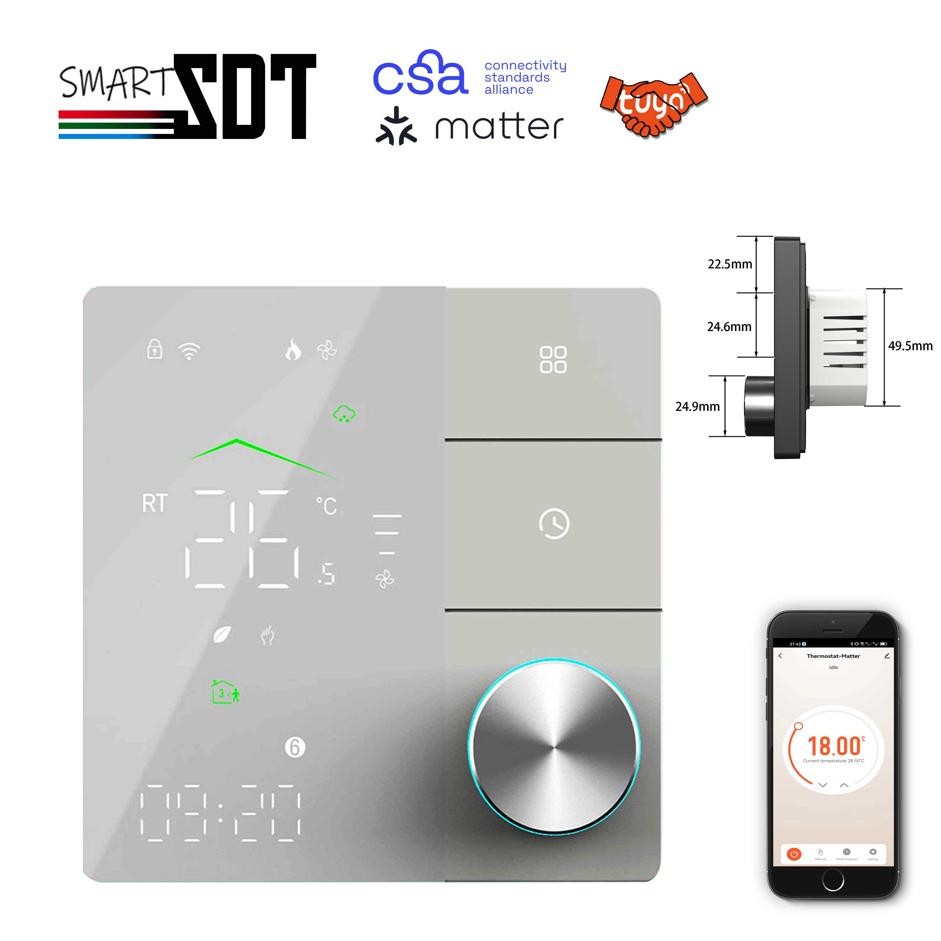 Smart Home Group - Termostato de calefacción Compatible con protocolo