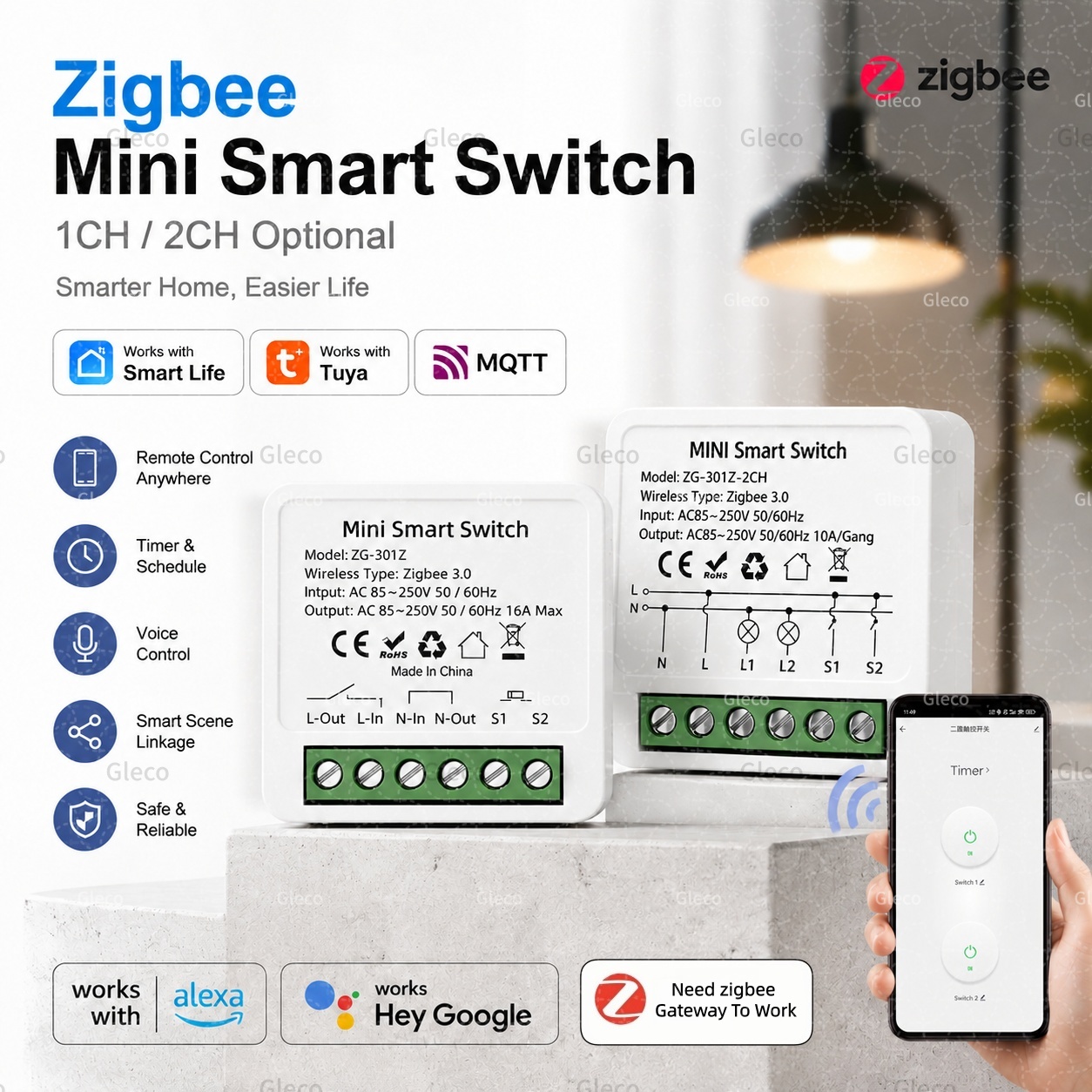 Interruptor inteligente Zigbee - Smart Home Zigbee Gateway reseña y precio