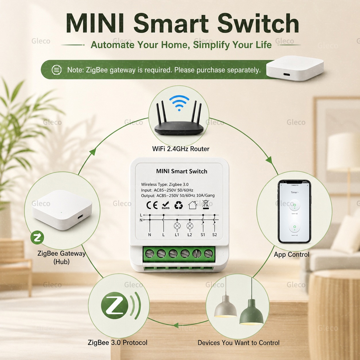 Interruptor inteligente Zigbee - Smart Home Zigbee Gateway reseña y precio